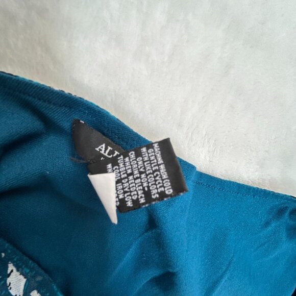 Alfani Womens Plus Size 3X Blue Black Floral Layered Tunic Top 3/4 Sleeve Casual - Picture 4 of 8